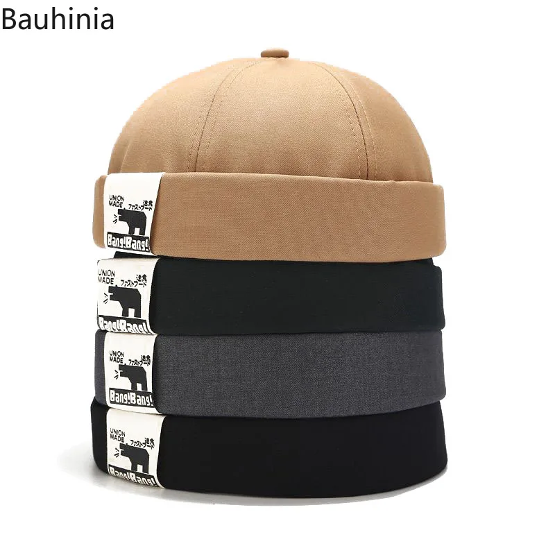 

Men fashion Brimless Docker Cap Breathable Beanie Hats Cotton Retro Adjustable Literary Landlord Sailor Cap Women Hip Hop Hat