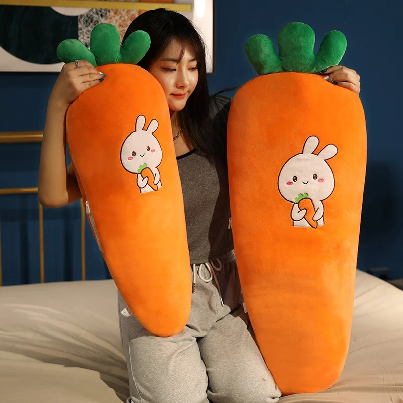 

80/100cm Cartoon Bunny Carrot Plush Toy Cute Rabbit Carrot Pillow Dolls Vegetable Stuffed Soft Toys for Children Gift Home Decor