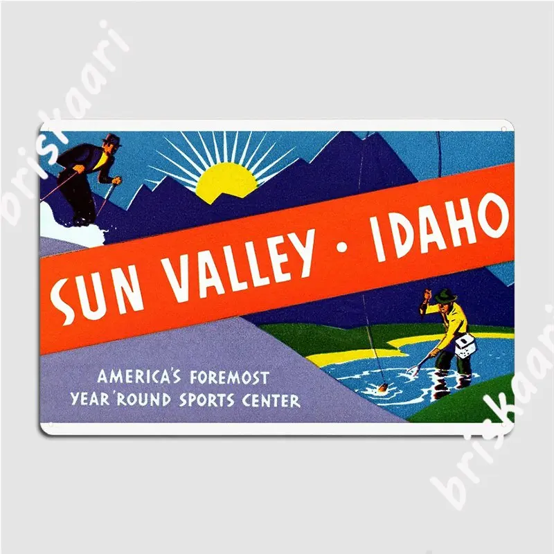 1935 металлическая вывеска Sun Valley, Айдахо, плакаты для пещер, кинотеатра, гаража, печатный оловянный плакат