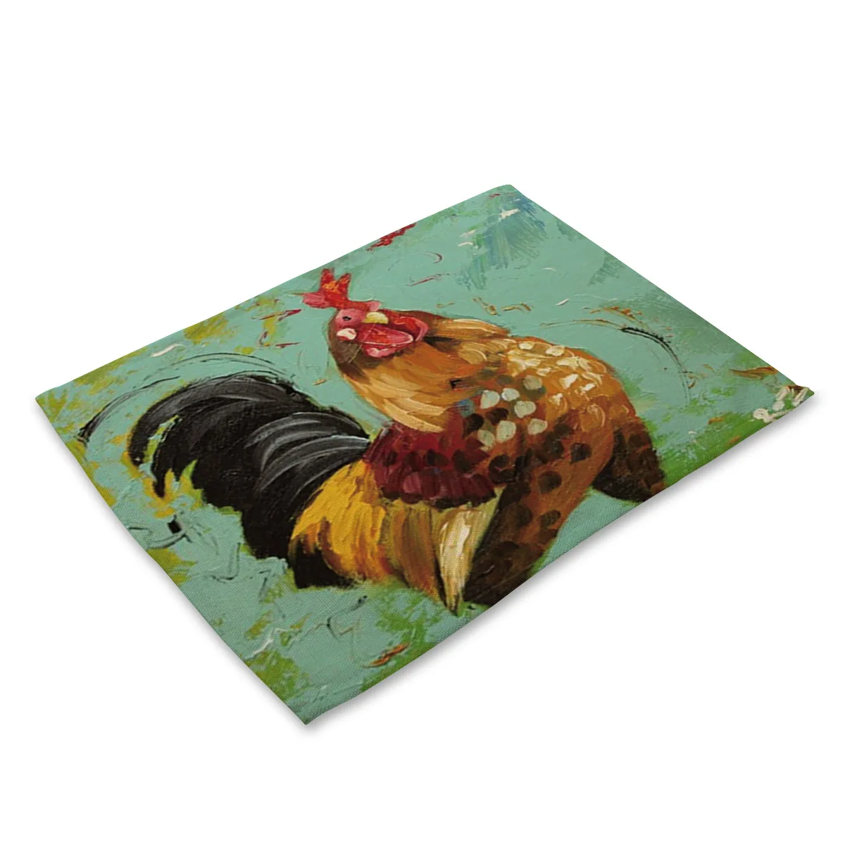 Oil Painting Cock 09 Картина маслом с изображением животного петуха льняные салфетки для кухонного стола подставки для напитков американский кантри дизайнерские вечерние украшения - Цвет: Oil Painting Cock 09