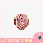 2021 Новое поступление S925 Стерлинговое серебро бусины Розовые паве ромашки цветы шармы подходят для оригинальных браслетов Pandora женские DIY ювелирные изделия