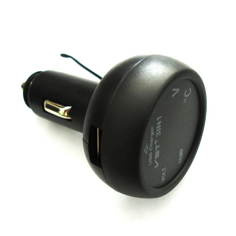 Автомобильное зарядное устройство 3 в 1 USB термометр вольтметр цифровая розетка