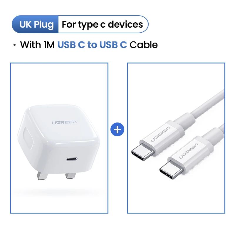 UK add C-C Cable Ugreen Quick Charge 4,0 3,0 QC UK Plug PD зарядное устройство 18 Вт QC4.0 QC3.0 usb type C быстрое зарядное устройство для iPhone 11 X Xs 8 Phone PD зарядное устройство - Тип штекера: UK add C-C Cable