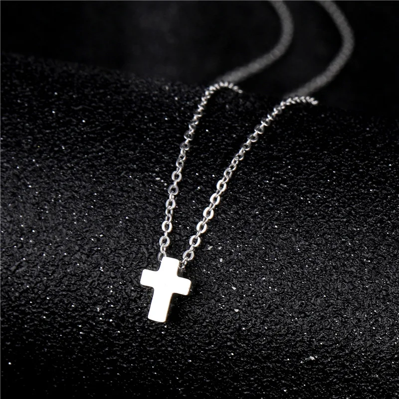 

2021 Fashion for Women Small Cross Necklace Stainless Steel Clavicle Cross of God Jesus Pendant Necklace Accessories Jewelry