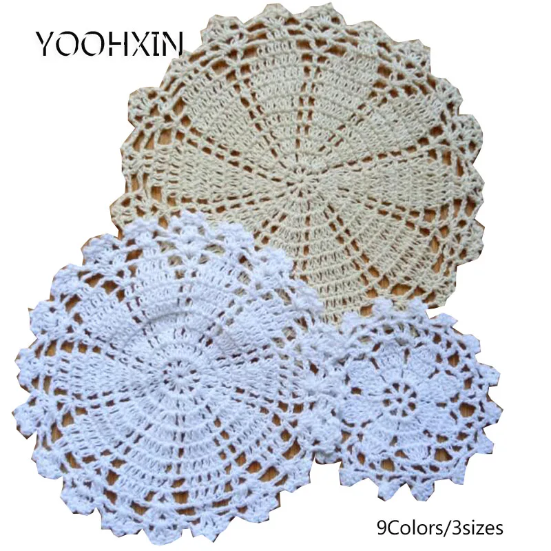 

NEW lace cotton table place mat cloth crochet Round placemat tea dish wedding pad Christmas dining coaster cup mug doily kitchen