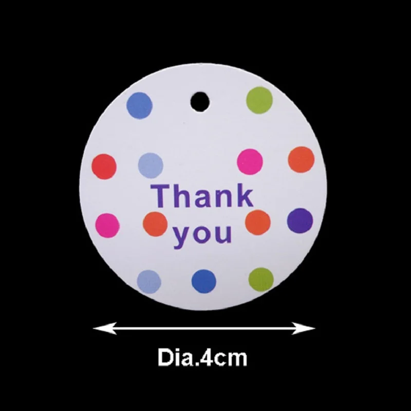 

100pcs Round Thank you Tags Dot Pattern Gift Label Handmade DIY Product Tags Wedding Party Decoration Gift Packaging Supplies