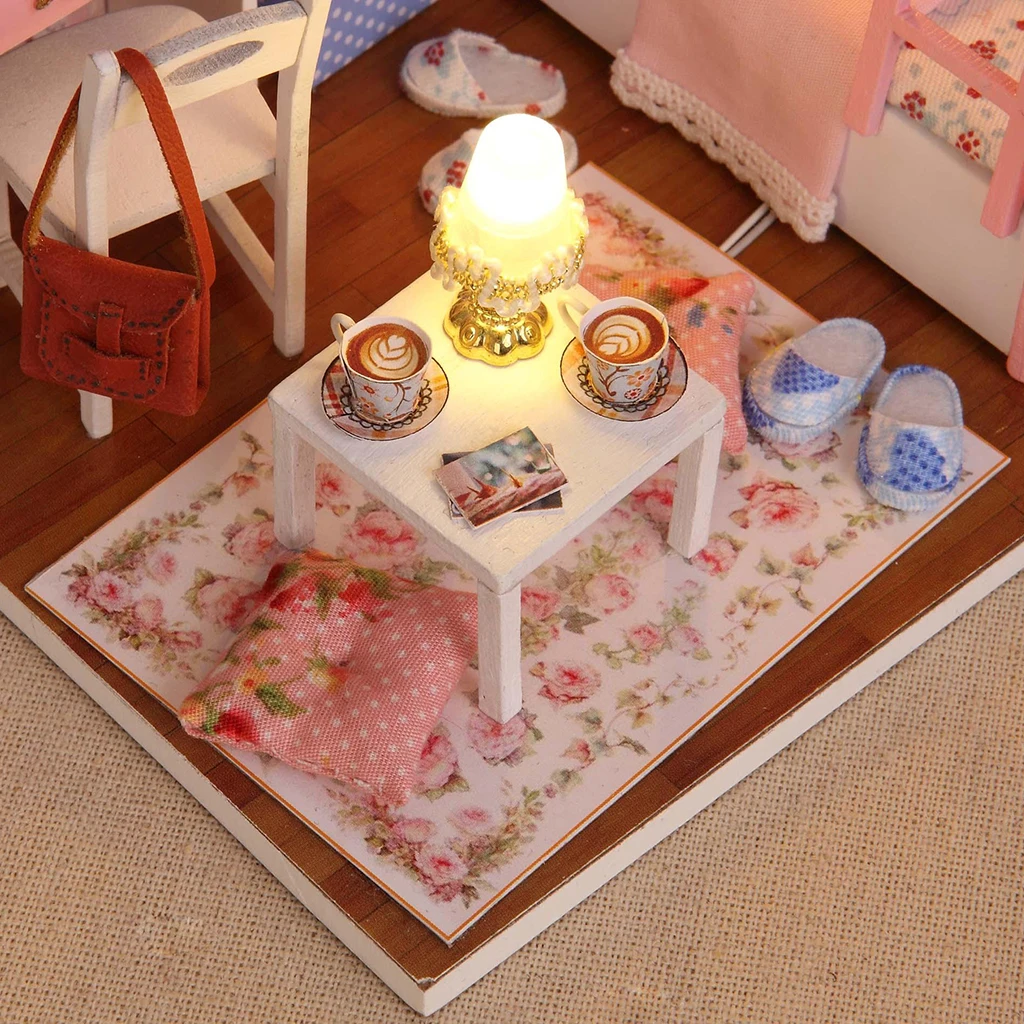 

DIY Doll House With Furniture Kit Mini Bedroom Puzzle Play Set for Girls Toy