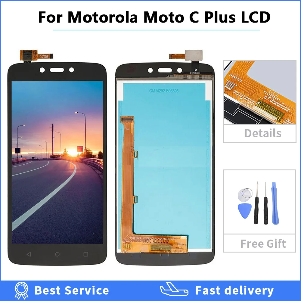 Протестированный ЖК-дисплей для Motorola Moto C Plus CPlus XT1723 ЖК-дисплей с сенсорным экраном дигитайзер Датчик Стекло сборка бесплатные инструменты