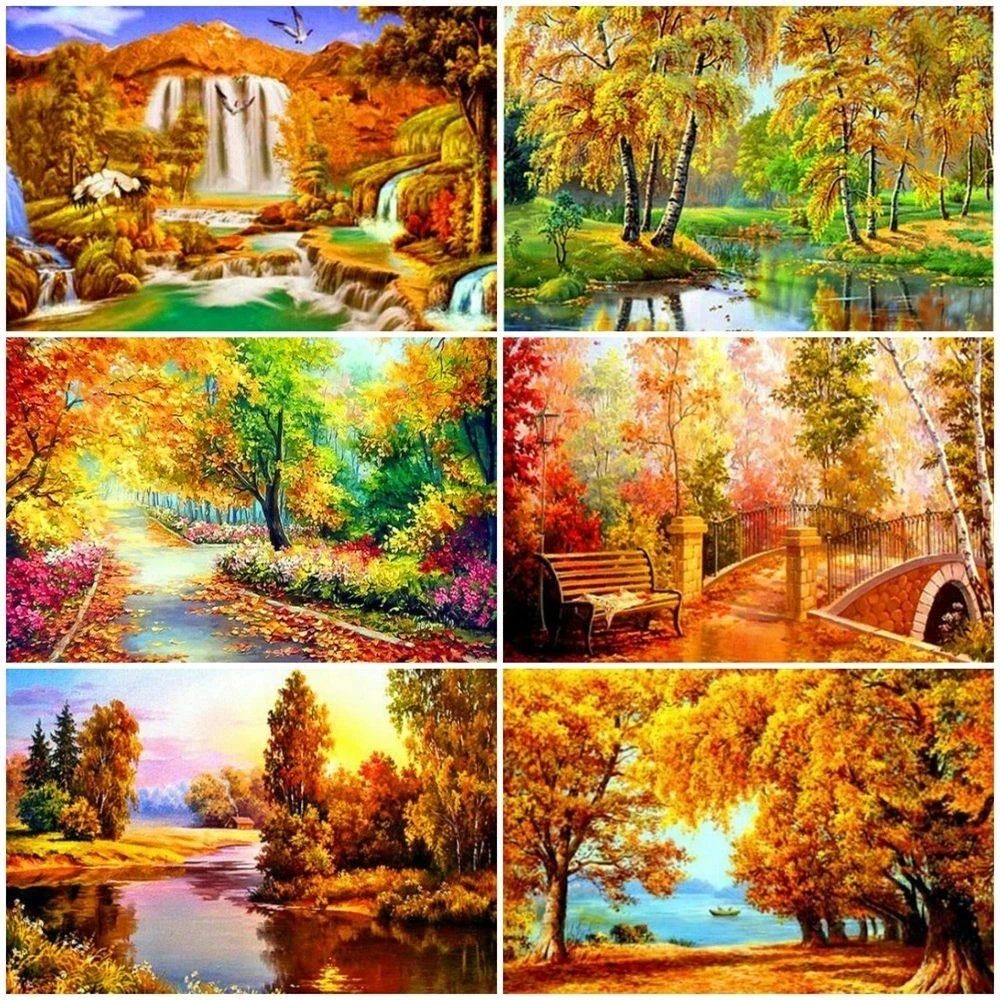 

Diy Diamond Embroidery Home Decoration Full Display 5D Painting Autumn Rhinestones Pictures Mosaic Scenery Cross Stitch Art Kits