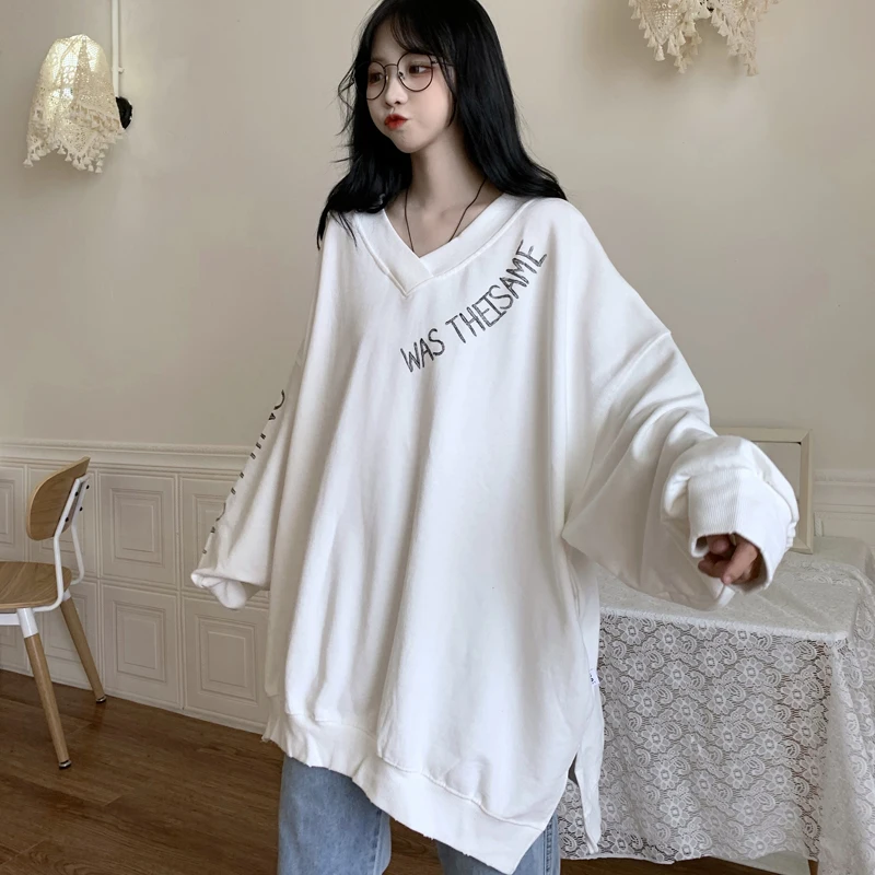 

Oversized Sweatshirt Pullover Women Korean Style Hoodies Vintage Print Long Sleeve Plus Size Women Casual Large Coats Sweatshirt