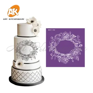 Трафарет для торта с цветущим лотосом, свадебное украшение, инструменты для украшения торта на свадьбу, трафареты из мягкой ткани для торта с мастикой