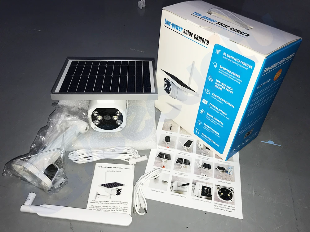 1080P Solar Power 4G SIM Card IP Camera Outdoor IP67 PIR Detect Dual Light Video Surveillance Security Wireless Battery Camera