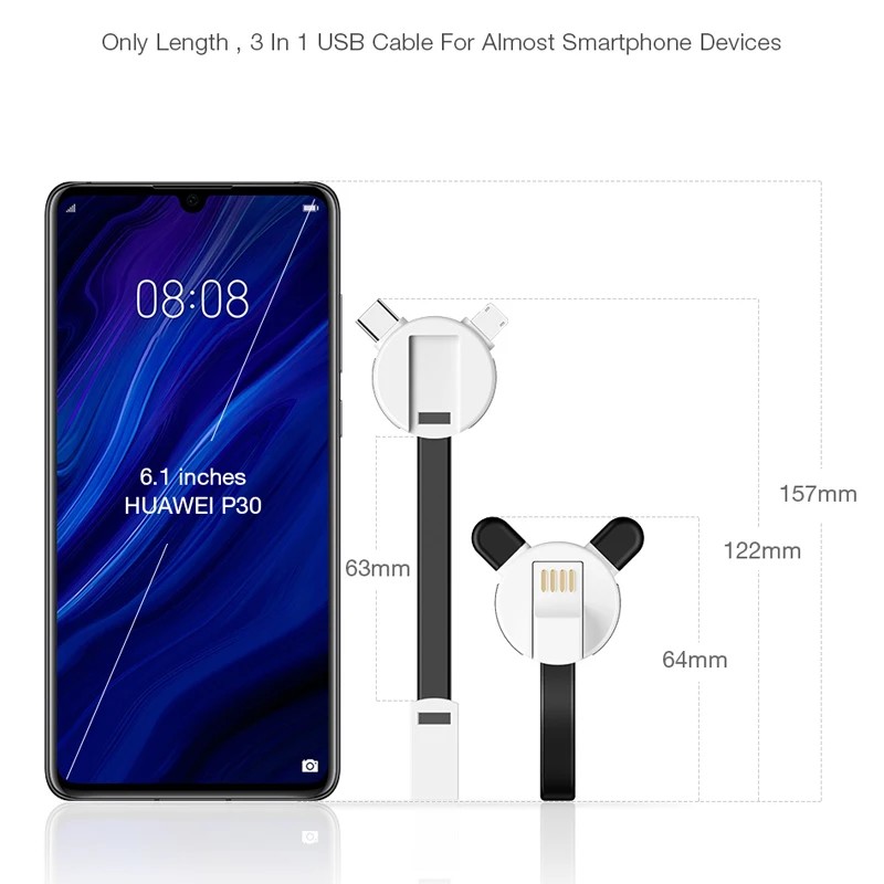 3 в 1 с милым медведем Micro Usb типа C кабель для передачи данных Iphone X XS зарядное