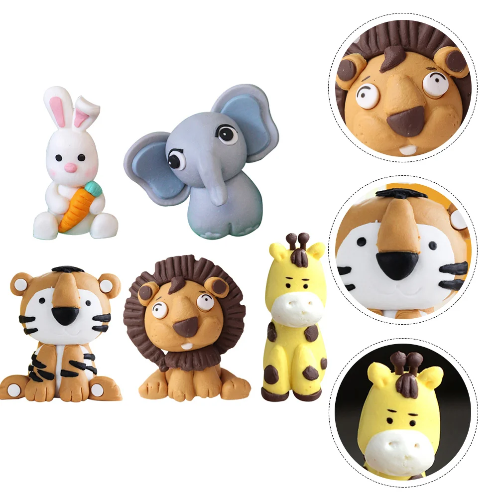

5 Pcs Cartoon Animal Shape Cake Adornment Creative Birthday Cake Ornaments