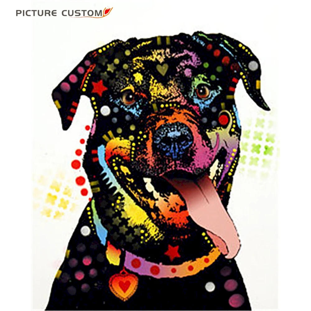 

Набор для рисования по номерам на холсте, набор «сделай сам» для раскрашивания животных, Набор для раскрашивания собак, рамка для украшения ...