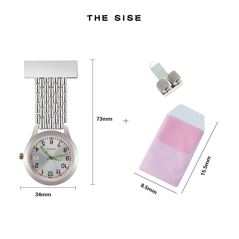 Nurse watch quartz Fob Pocket doctor-who gift for medical student Lapel nursing Clock Stainless  Pen Clips  Pocket protector