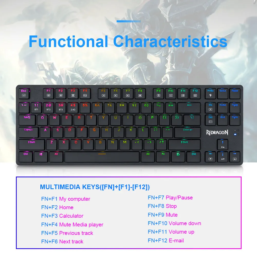 Супер тонкая Механическая игровая клавиатура REDRAGON Anubis K539 RGB поддержка USB Bluetooth