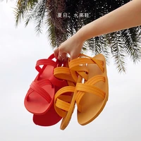 summer comfortable pull on womens sandals pvc rubber sandals casual beach shoes ladies fashion new non slip lightweight 2021