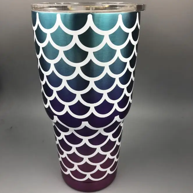 30 унций Русалочка стаканчики Тройная Изолированная нержавеющая сталь двойные