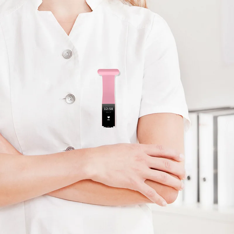 2021 new suitable for fitbit charge4 smart sports bracelet chaege3 silicone nurse strap pin brooch,wearable bike devices free global shipping