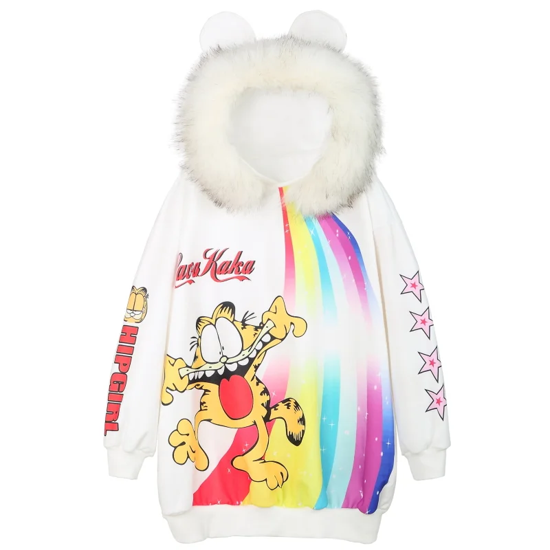 2020 весенние бархатные толстовки с капюшоном и мультяшным принтом модные женские