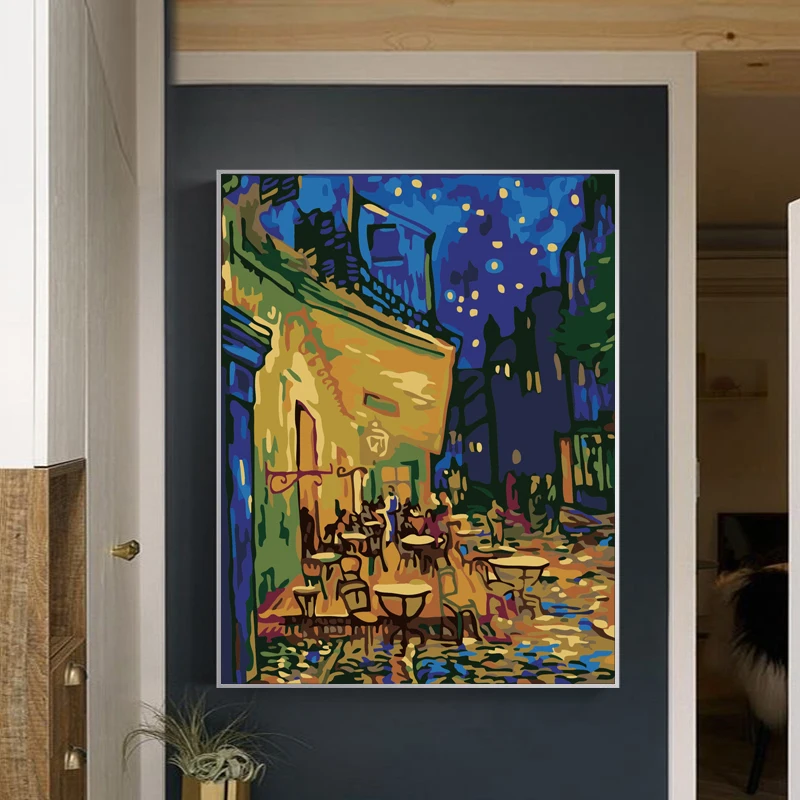 Ван Гог кафе терраса в ночное время картина маслом репродукции на стене Холст