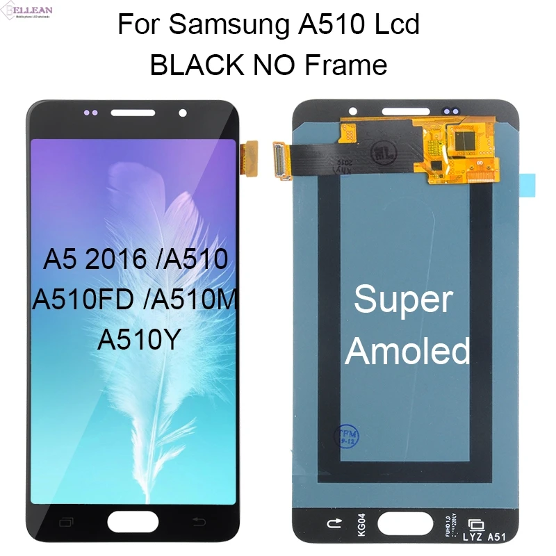 Dinamico скидка A5 дисплей для samsung Galaxy A510 lcd кодирующий преобразователь сенсорного экрана в сборе A510F A510M дисплей - Цвет: Super Amoled Black