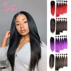 Пряди синтетических волос SOKU, пряди длинных волос фиолетового и красного цветов с застежкой на шнуровке