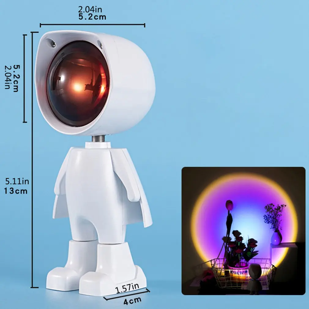 

Sun Never Sets Rainbow Projection Robot Atmosphere Lamp Projection Decoration Lamp USB Plug In Use Without Battery