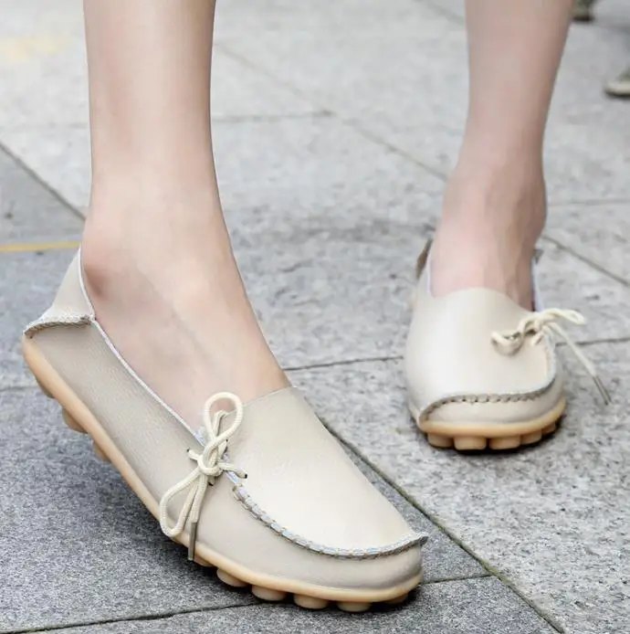 Женские мокасины из натуральной кожи на плоской подошве с бантиком-бабочкой |