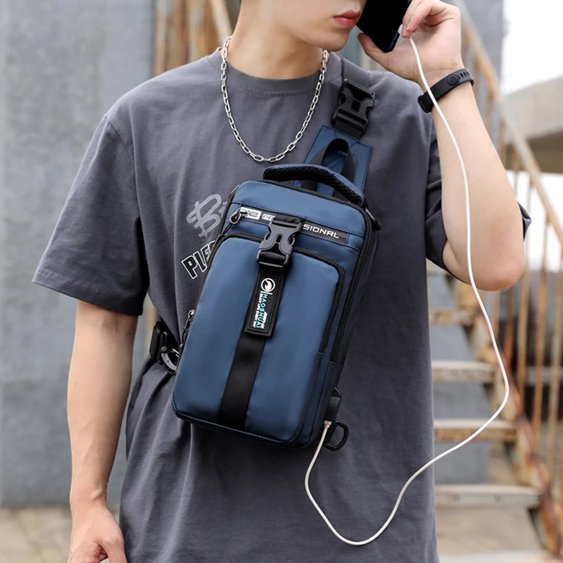 

Large Capacity Men Anti Theft Chest Bag Shoulder Bags USB Charging Streetwear Crossbody Bag School Short Trip Messengers Bags