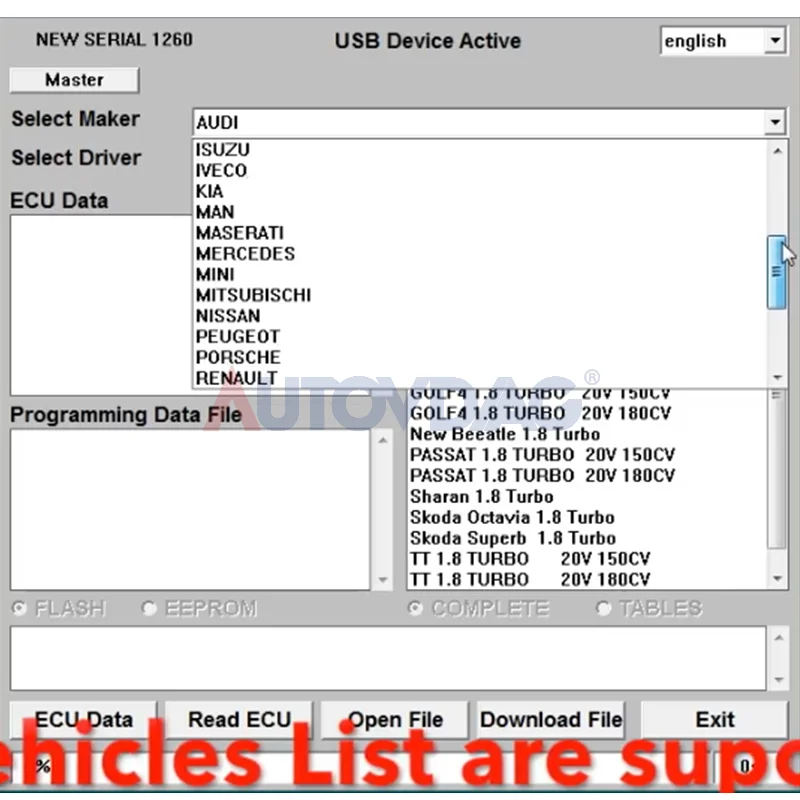 Galleto 1260 OBD2 Obdii ECU чип тюнинговый Инструмент OBD 2 EOBD 307SW автомобильный диагностический ECU флэш-инструмент 16 контактный интерфейс с несколькими языками