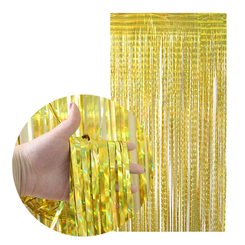 2 м розовый золотой занавес металлические блестки из фольги с бахромой для