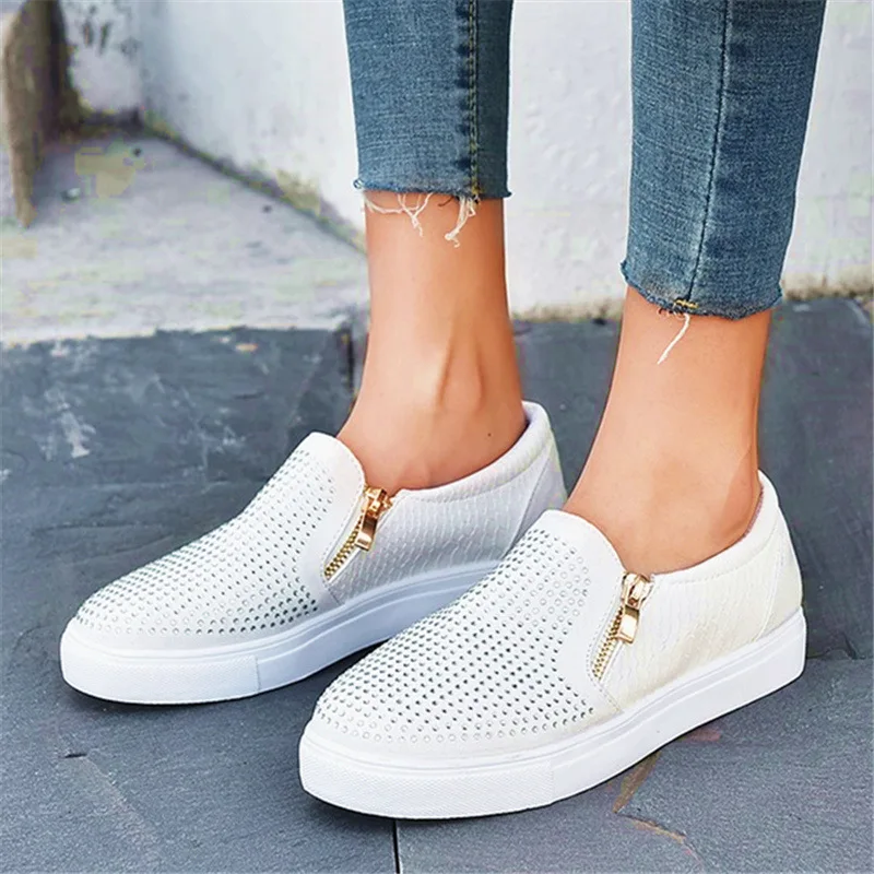 Женские лоферы Летние слипоны на плоской подошве эспадрильи со стразами