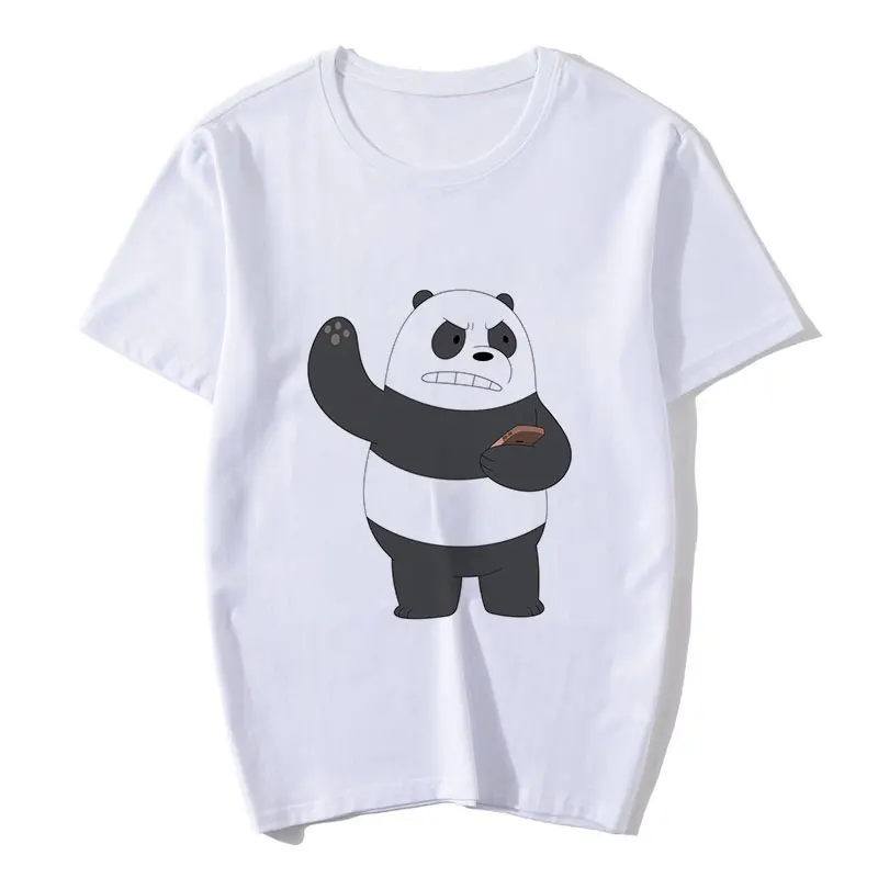 2020 летняя белая футболка с принтом панды Kawaii Женская милая Повседневная модная