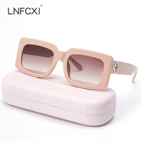 lnfcxi 2021 new rectangle square sunglasses women men fashion personality vintage gradients lens frame stars logo sunglasses