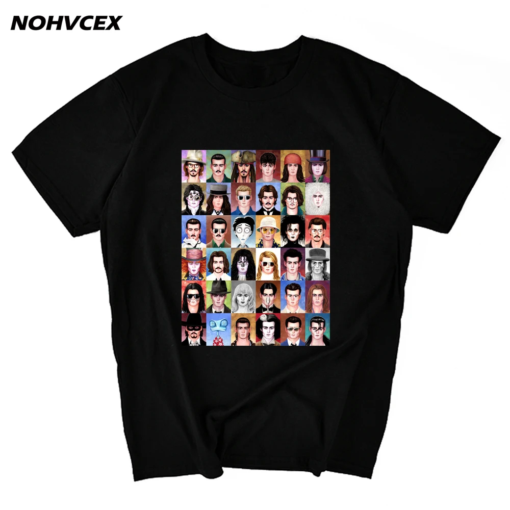 Джонни Деппом со всеми героями коллекция хлопковая забавная футболка