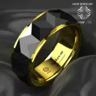 8 черных ромбов полированное сверху вольфрамовое кольцо 18 К золото обручальное кольцо мужские ювелирные изделия