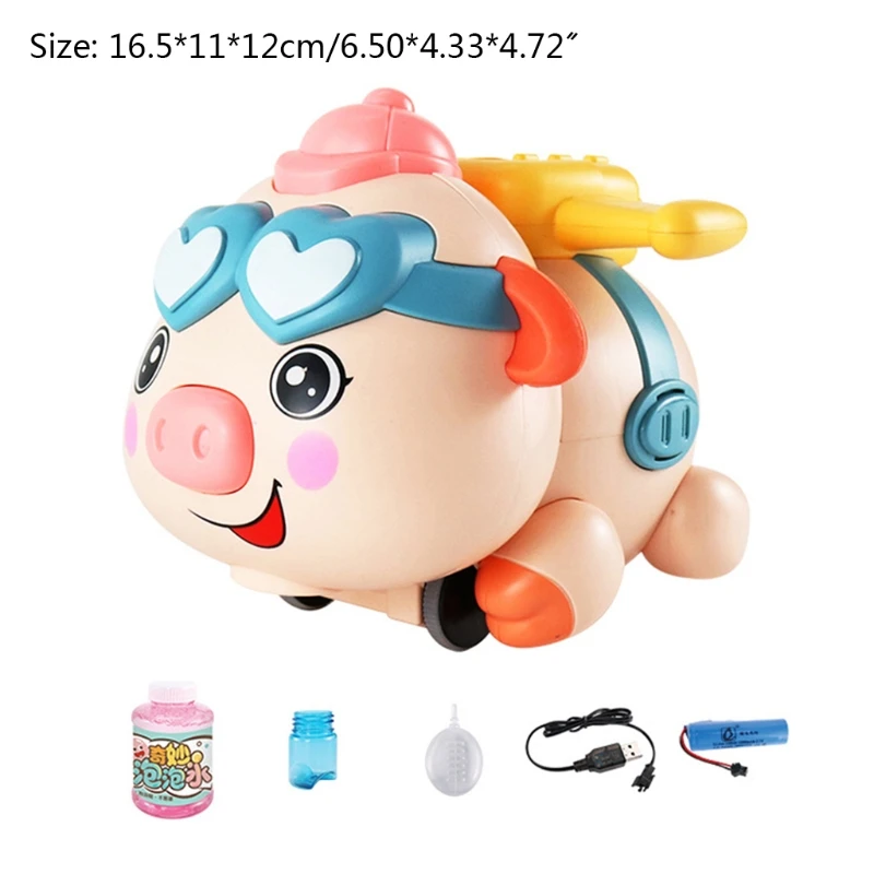 

Animal Pig Automatic Spray Bubble Machine with Light Music Bubble Blowing Soap Maker Racing Toys Children