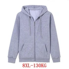 Свитшот мужской с капюшоном, утепленный флисовый на молнии, с длинным рукавом и карманами, зимний, черный, серый, большого размера 5XL 6XL 7XL 8XL