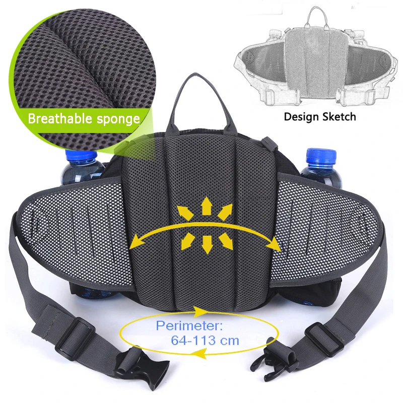 Outdoor Sports Waist Bag Running Cycling Climbing Backpack Waterproof Hiking Hunting Riding Travel Water Bottle Shoulder Pack