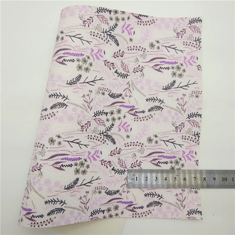 Листы из искусственной кожи с фиолетовыми блестками и цветочным принтом 21x29 см |