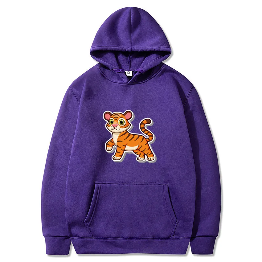 

Casual Hooded Sweater Fashion Printing Cute Tiger New Loose Sportswear Early Autumn Couple Hoodies Creative Travel Top