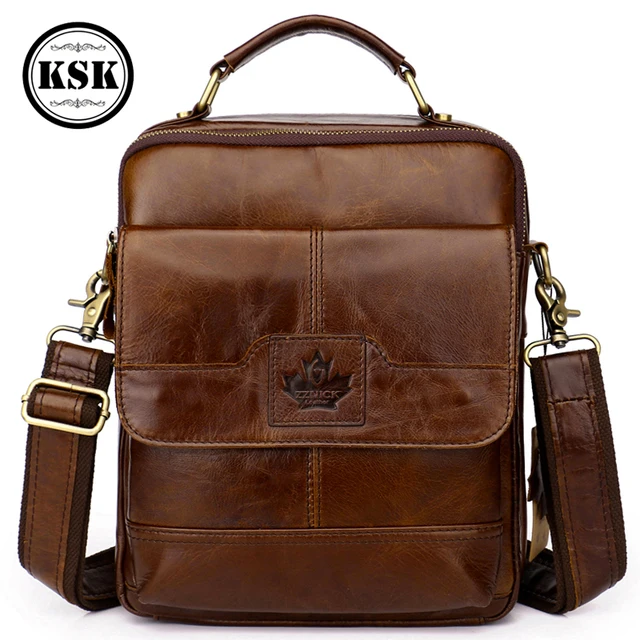 Genuine Leather Men's Messenger Shoulder Bag For Men Tote Purses and Handbags Male Document Small Bag High Quality ksk 3