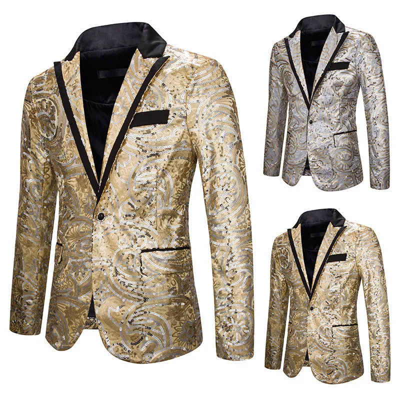 

Men's brand new creative fashion casual personality sequin suit host master of ceremonies best man wedding mens suits blazers