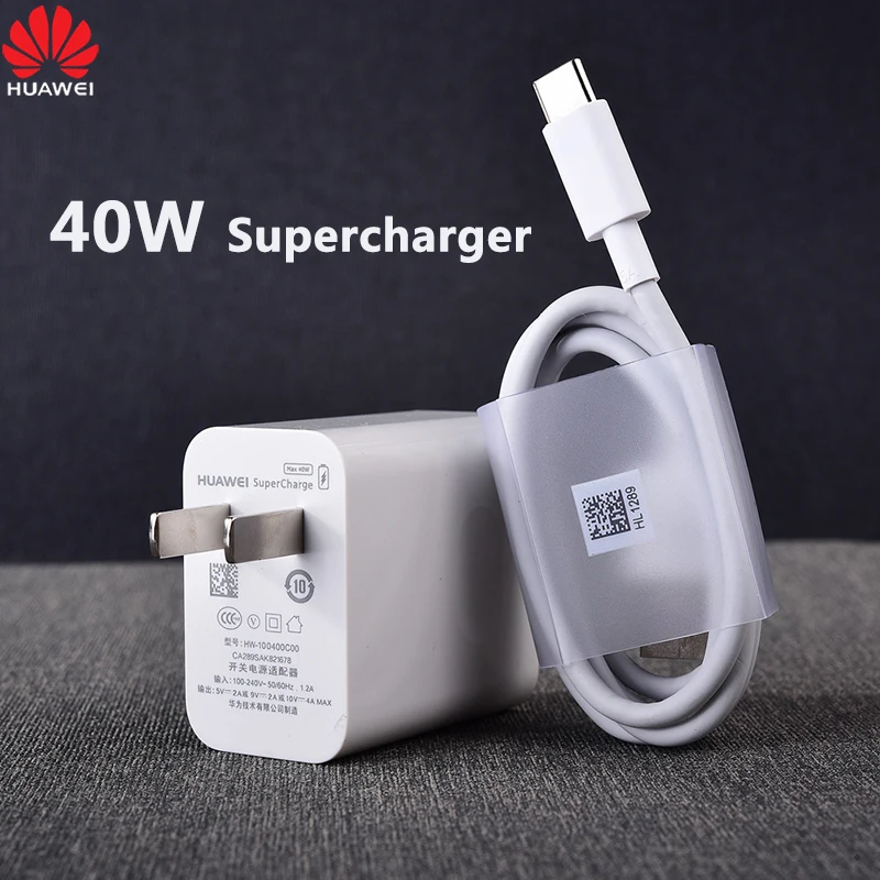 Зарядное устройство Huawei SuperCharge 40 Вт адаптер 10 В/4 а 5 А USB кабель Type C для P30 P40 Pro Mate 20 30