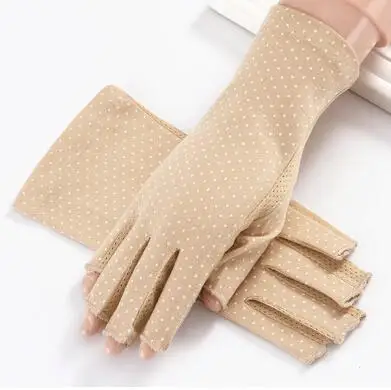 Summer Uv Protection Gloves Breathable Sport Anti-Slip Half Finger Gloves Female Thin Cycling Sun Protection Driving Gloves - Цвет: Красный