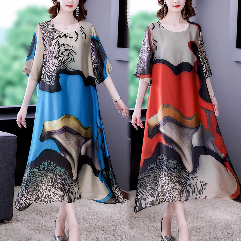 

COIGARSAM Women Dress Summer 2021 Office Lady Short Sleeve O-Neck Thin Red Green Dresses Traf Vestidos Robe