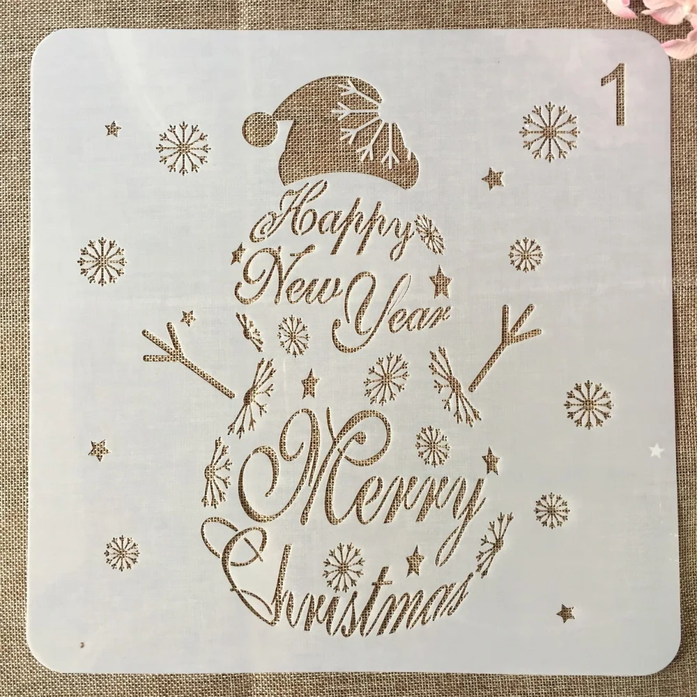 1 шт. 30*30 см Снеговик Merry Christmas новый год DIY Многослойные трафареты картина
