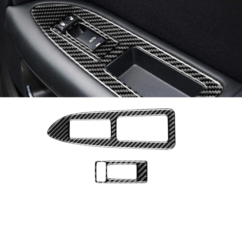 

Carbon Fiber Car Window Switch Control Stickers Driver and Passenger Side Trim Decal for Dodge Challenger 2008-2014